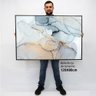 Quadro Decorativo em Canvas Abstrato Mármore Neutro TaColado Moldura Flutuante 4,5cm Freijó 120 x 80 - 2