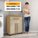 Ver imagem 6 de Armário Multiuso Chile com 2 Portas e 1 Gaveta com Prateleira e Rodízios RV Móveis Bege/Cinamomo/Off White