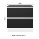 Ver imagem 3 de Balcão Armário de Cozinha 100% MDF 80cm 2 Gavetas Branco/Preto Acordes Madesa