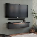 Ver imagem 1 de Rack Sala de Estar Suspenso Prateleira Suspensa Quarto Tv Preto Freijó