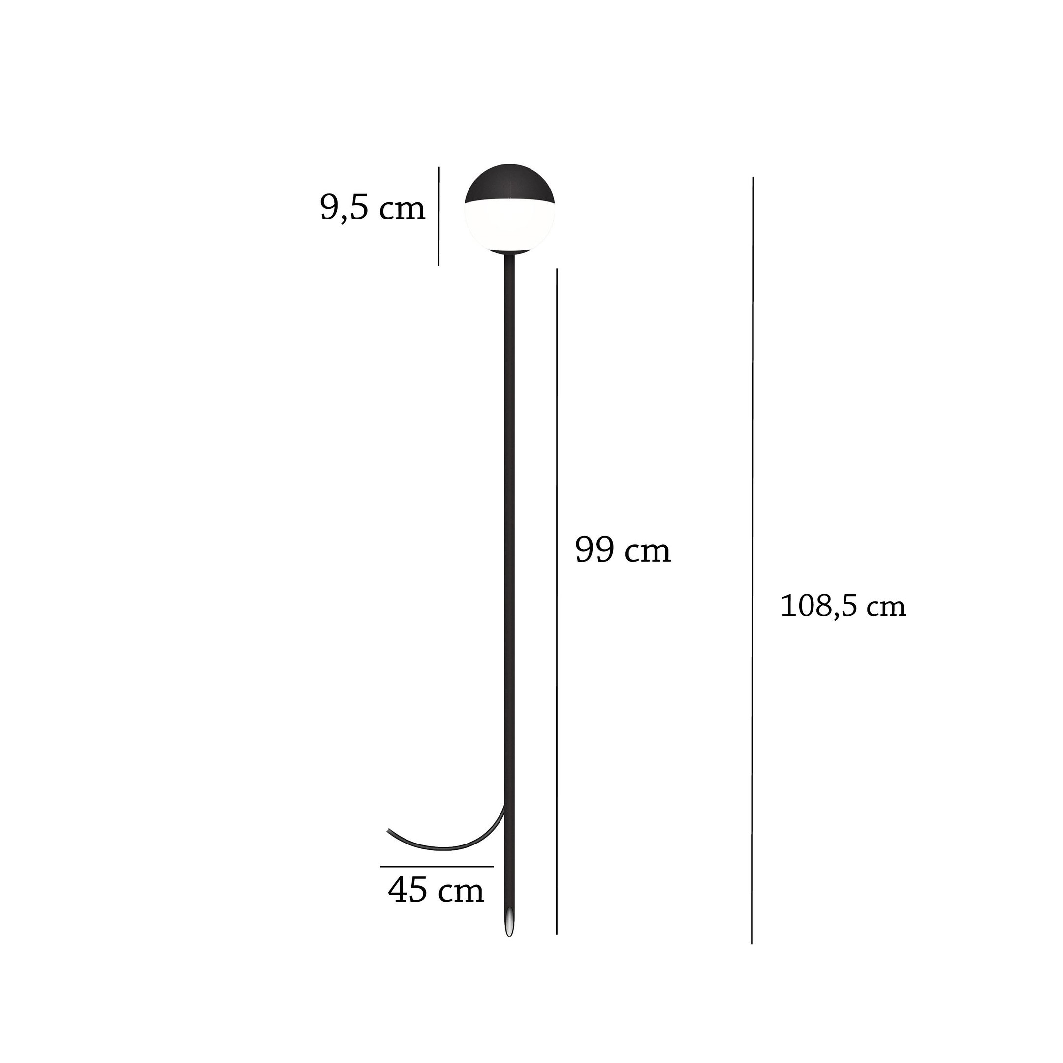 5 Balizador Espeto Externo Jardim Preto Globo Vidro Branco Lup35 - 4