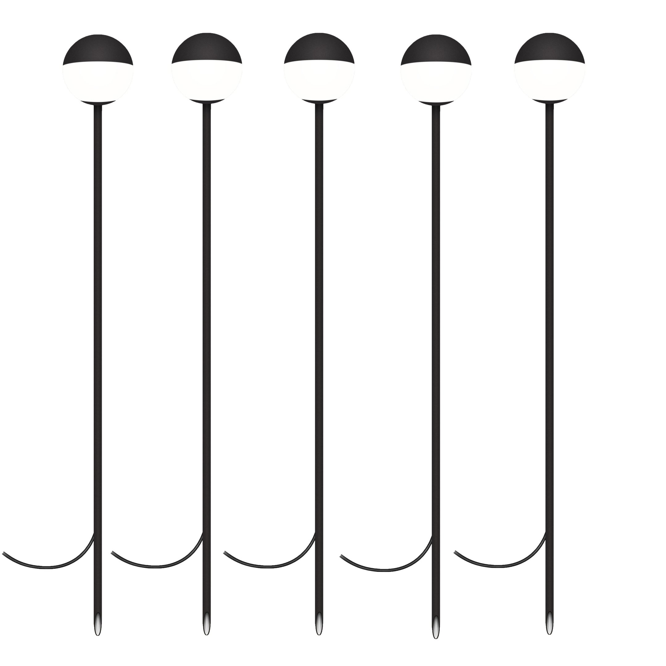 5 Balizador Espeto Externo Jardim Preto Globo Vidro Branco Lup35 - 1