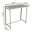Ver imagem 4 de Mesa Dobrável Slim Escrivaninha P1044 Arenas Dourado 80x45x77,5cm Escritório Placa e Ponto