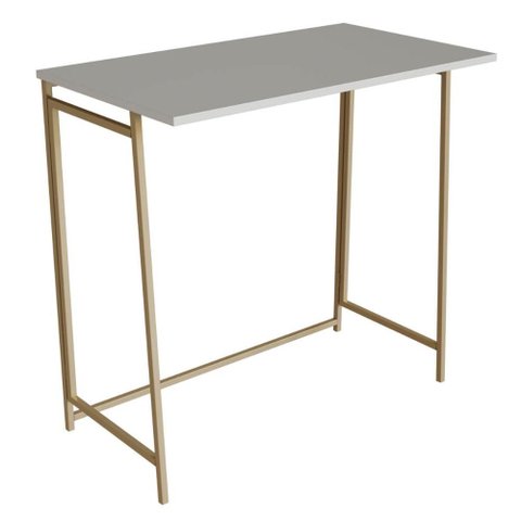 Mesa Dobrável Slim Escrivaninha P1044 Arenas Dourado 80x45x77,5cm Escritório Placa e Ponto