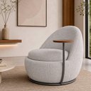 Ver imagem 6 de Poltrona Noah com Mesa Lateral Esquerda Estofado Bouclé Cinza Sallar Home
