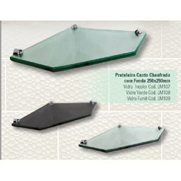 Kit Prateleira Canto Chanfrada C/ Fenda 25x25cm - 8mm Verde - 2
