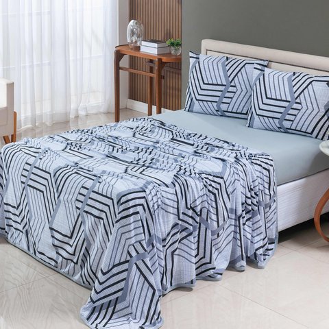 Jogo Lençol Cama King 4 Peças 100% Algodão Malha Penteada:est Cinza