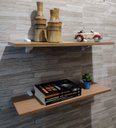 Ver imagem 1 de Kit 2 Prateleiras Avelã 100% Mdf 60x20 C Suporte Tucano