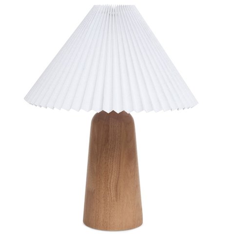 Abajur / Luminária Bivolt 110/220v em Madeira e Linho -mart