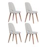 Conjunto com 4 Cadeiras de Madeira Maciça Estofada Drop - Cinamomo C/ Linho Off White - Cobre - 1