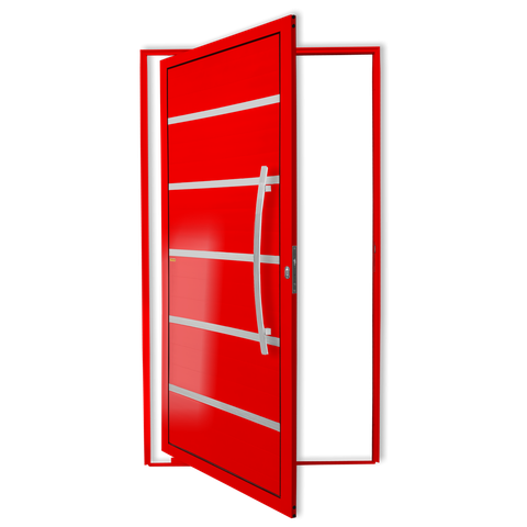 Porta Pivotante Alumínio Lambril Premium c/Puxador D.Vermelho 120 Brimak
