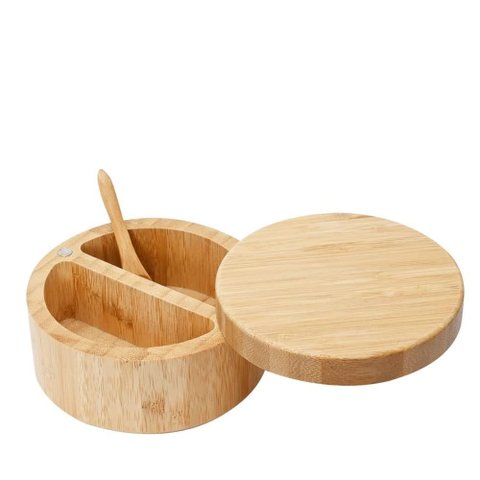Pote em Bambu com 2 Divisões para Temperos ou Farinha Mimo