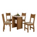 Ver imagem 3 de Conjunto Sala de Jantar Retangular Mesa Milano 108cm com 4 Cadeiras Bege/Carvalho/Off White