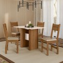 Ver imagem 1 de Conjunto Sala de Jantar Retangular Mesa Milano 108cm com 4 Cadeiras Bege/Carvalho/Off White