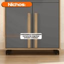 Ver imagem 6 de Armário Multiuso com 2 Portas 1 Gaveta e Nicho para Micro-Ondas com Rodízios Cinamomo/Grafite