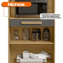 Ver imagem 2 de Armário Multiuso com 2 Portas 1 Gaveta e Nicho para Micro-Ondas com Rodízios Cinamomo/Grafite
