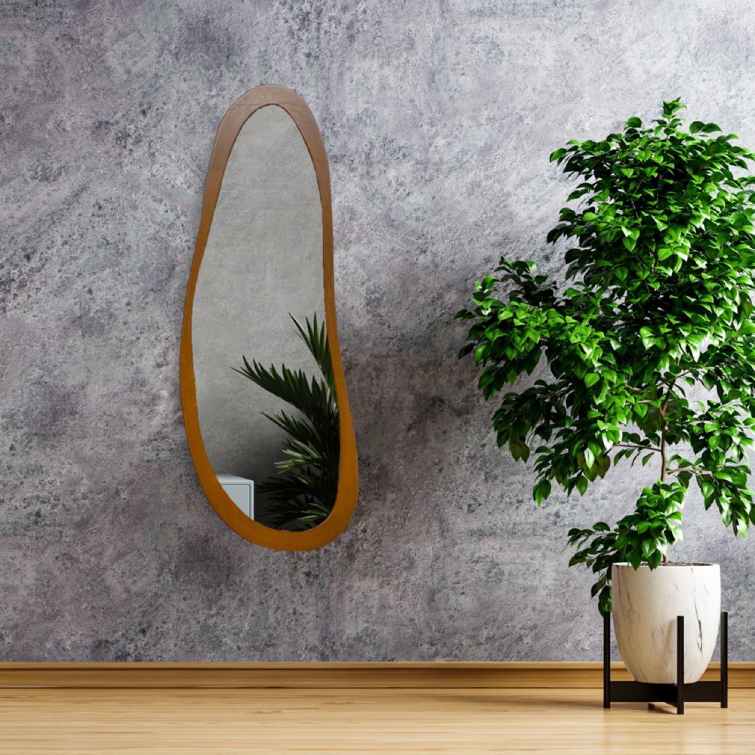 Espelho Emoldurado 130x50cm Orgânico In House Decor - 1