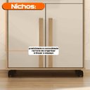 Ver imagem 6 de Armário Multiuso com 2 Portas 1 Gaveta e Nicho para Micro-Ondas com Rodízios Cinamomo/Off White
