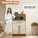 Ver imagem 5 de Armário Multiuso com 2 Portas 1 Gaveta e Nicho para Micro-Ondas com Rodízios Cinamomo/Off White