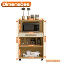 Ver imagem 4 de Armário Multiuso com 2 Portas 1 Gaveta e Nicho para Micro-Ondas com Rodízios Cinamomo/Off White