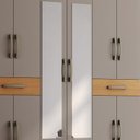 Ver imagem 1 de Kit com 02 Espelhos Happy 120cm x 20cm (Axl) com Parafuso e Bucha de Silicone para Guarda-Roupas Branco