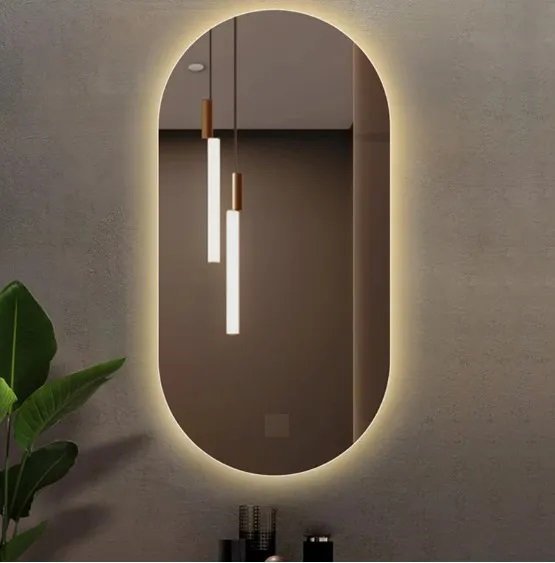 Espelho Lapidado Oval Iluminado com Led Quente - 50x100cm Woodglass Oval Iluminado Led - 2