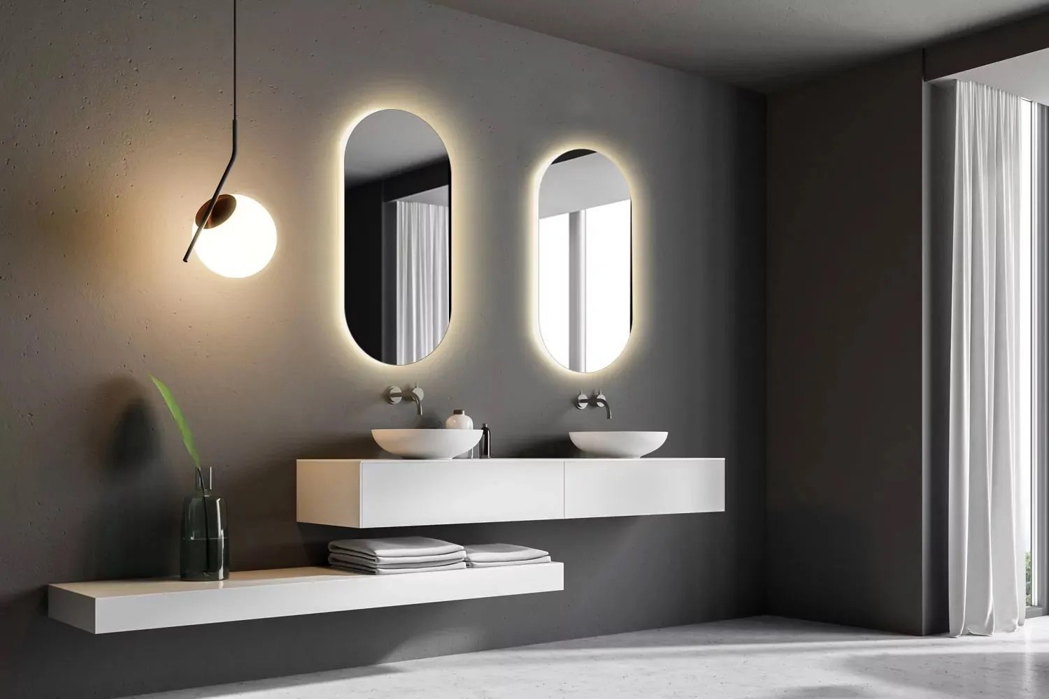 Espelho Lapidado Oval Iluminado com Led Quente - 50x100cm Woodglass Oval Iluminado Led - 6