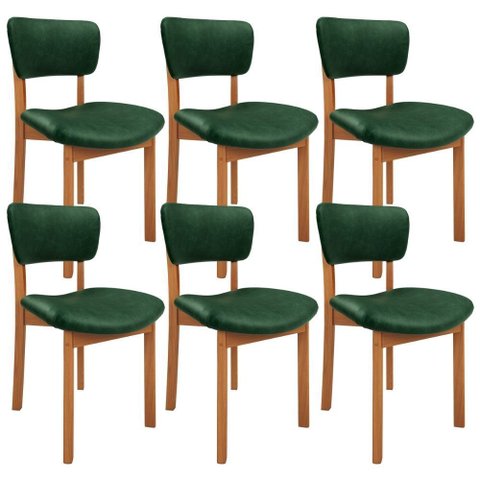 Kit 6 Cadeiras para Sala de Jantar Cozinha Living Estofada Dara L02 Couríssimo Verde Musgo - Lyam de