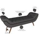 Ver imagem 3 de Puff Recamier Decorativo com Tachas 195 cm Santorini P05 Linho Cinza Escuro - Lyam Decor