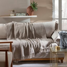 Xale para Sofa Estampado Bege 1,30x1,50m Jolitex - 1