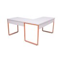 Ver imagem 2 de Mesa de Escritório Office Estilo Industrial de Canto 150x150 Branco com Cobre