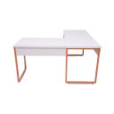 Ver imagem 3 de Mesa de Escritório Office Estilo Industrial de Canto 150x150 Branco com Cobre