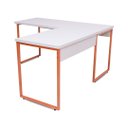 Ver imagem 1 de Mesa de Escritório Office Estilo Industrial de Canto 150x150 Branco com Cobre