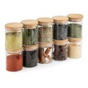 Ver imagem 4 de Kit 4 Potes Vidro Tampa Bambu Hermético Temperos 200ml