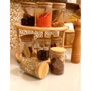 Ver imagem 5 de Kit 4 Potes Vidro Tampa Bambu Hermético Temperos 200ml