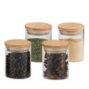 Ver imagem 1 de Kit 4 Potes Vidro Tampa Bambu Hermético Temperos 200ml