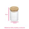 Kit 4 Potes Vidro Tampa Bambu Hermético Temperos 200ml - 6
