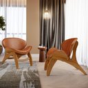 Ver imagem 3 de Kit 2 Poltronas Decorativa Orgânica Sala Living Kadosh L02 Couríssimo Camel - Lyam Decor