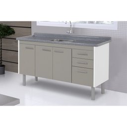 Pia de Cozinha em Mármore Sintético com Cuba em Aço Inox 150cmx55cm AJ Rorato - 5
