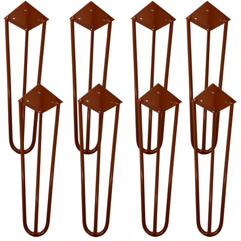 Kit 08 Pés de Ferro Aço Hairpin Legs 30 Cm Bronze A01 Sofá Móveis Mesa - Inoviza