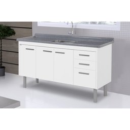 Pia de Cozinha em Mármore Sintético com Cuba em Aço Inox 160cmx55cm AJ Rorato - 5