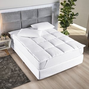 Protetor de Colchão Macio Pillow Top Queen Scartec Micropercal 200 Fios - Branco Casa Scarpa