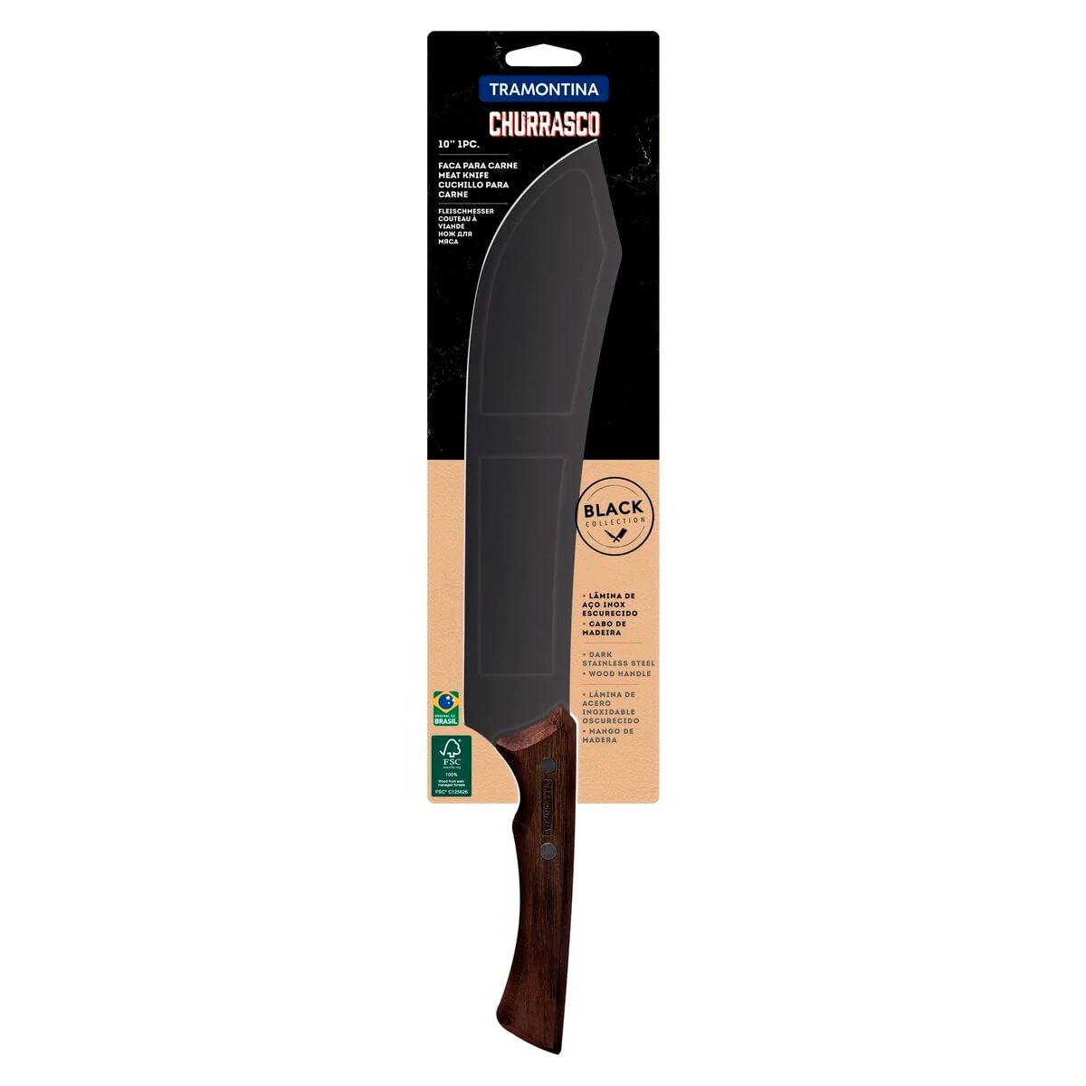 Faca para Carne Tramontina Churrasco Black Aço Inox Escurecido e Cabo de Madeira 10" - 2