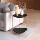 Ver imagem 1 de Mesa Lateral de Apoio Orgânica Artesano 45 Cm (largura) em Mdp Nero (preto) e Pés em Aço Dourado