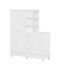 Ver imagem 1 de Guarda-Roupas Infantil 2 Portas com Cômoda 3 Gavetas e Nichos Encanto Feliz -Branco Branco - ÉdeCasaMóveis                                     