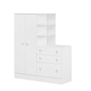 Ver imagem 3 de Guarda-Roupas Infantil 2 Portas com Cômoda 3 Gavetas e Nichos Encanto Feliz -Branco Branco - ÉdeCasaMóveis                                     