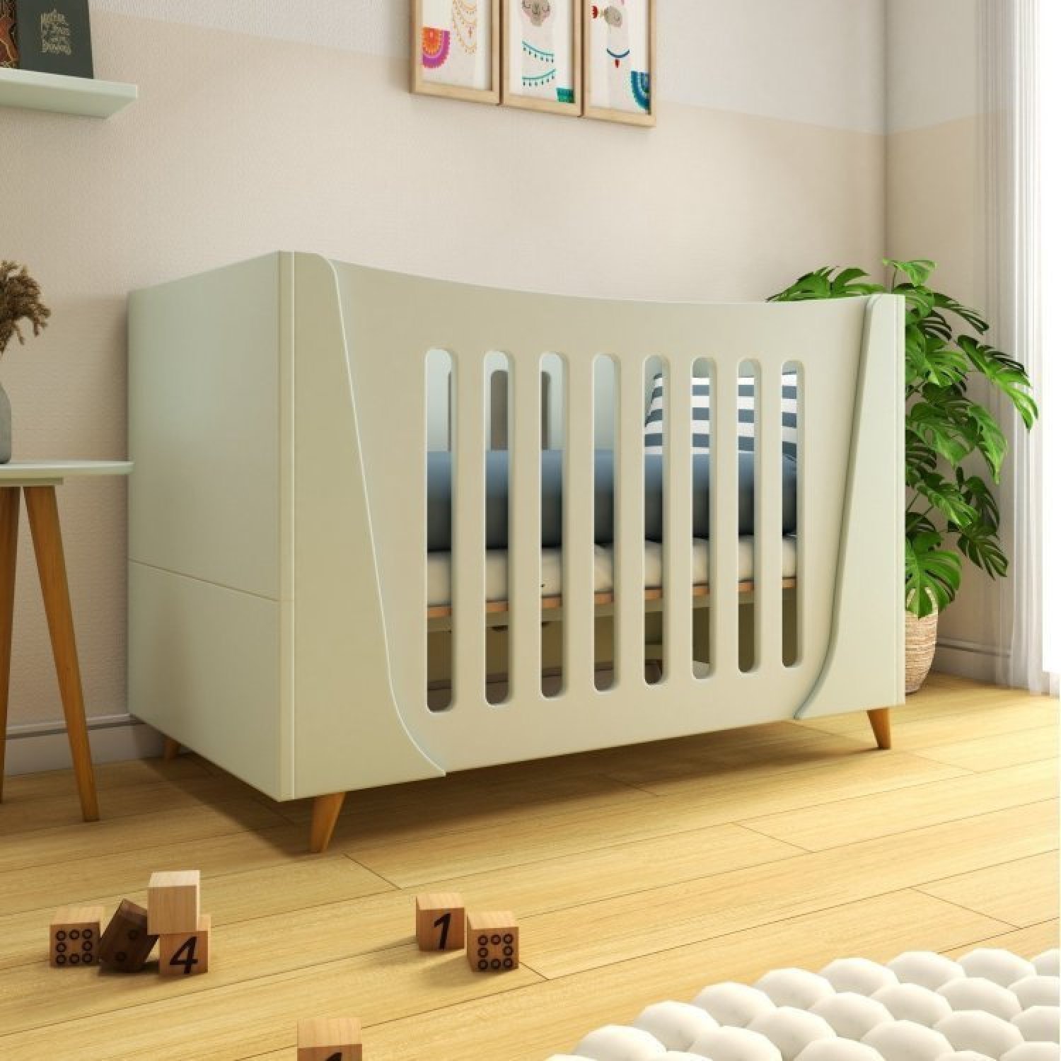 Quarto de Bebê Completo Berço e Cômoda Gavetas Porta Fiori