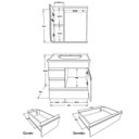 Ver imagem 4 de Conjunto Gabinete de Banheiro Suspenso 2 Gavetas e 1 Gavetão com Espelheira e Cuba Branco/Gianduia