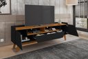 Ver imagem 2 de Rack Sala Florença para Tv até 70 Polegadas com Pés Madeira Preto Fosco/naturale