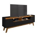 Ver imagem 3 de Rack Sala Florença para Tv até 70 Polegadas com Pés Madeira Preto Fosco/naturale
